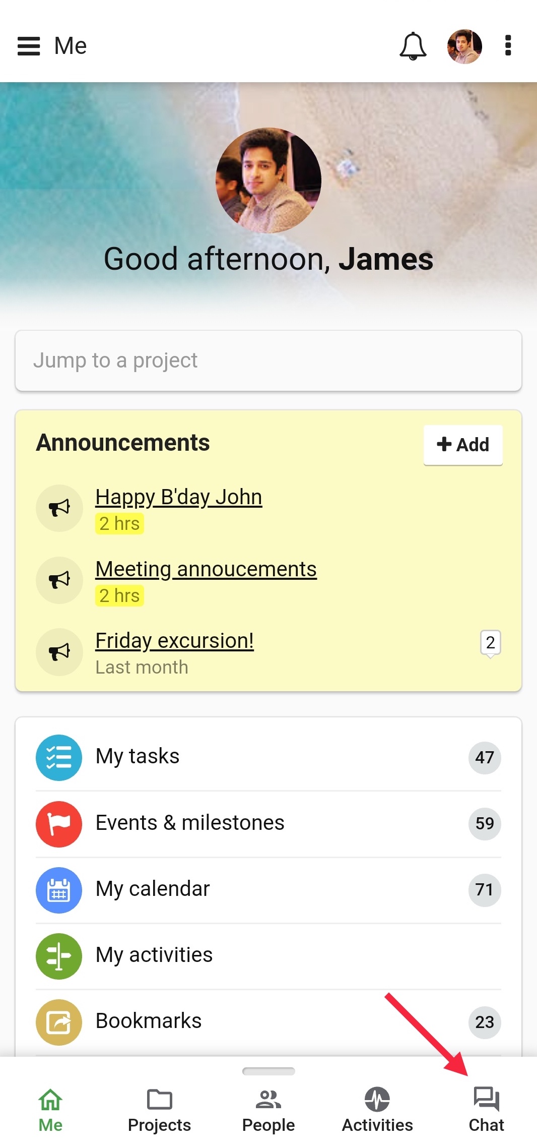 ProofHub mobile dashboard