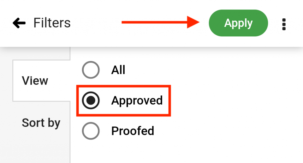 Filter options