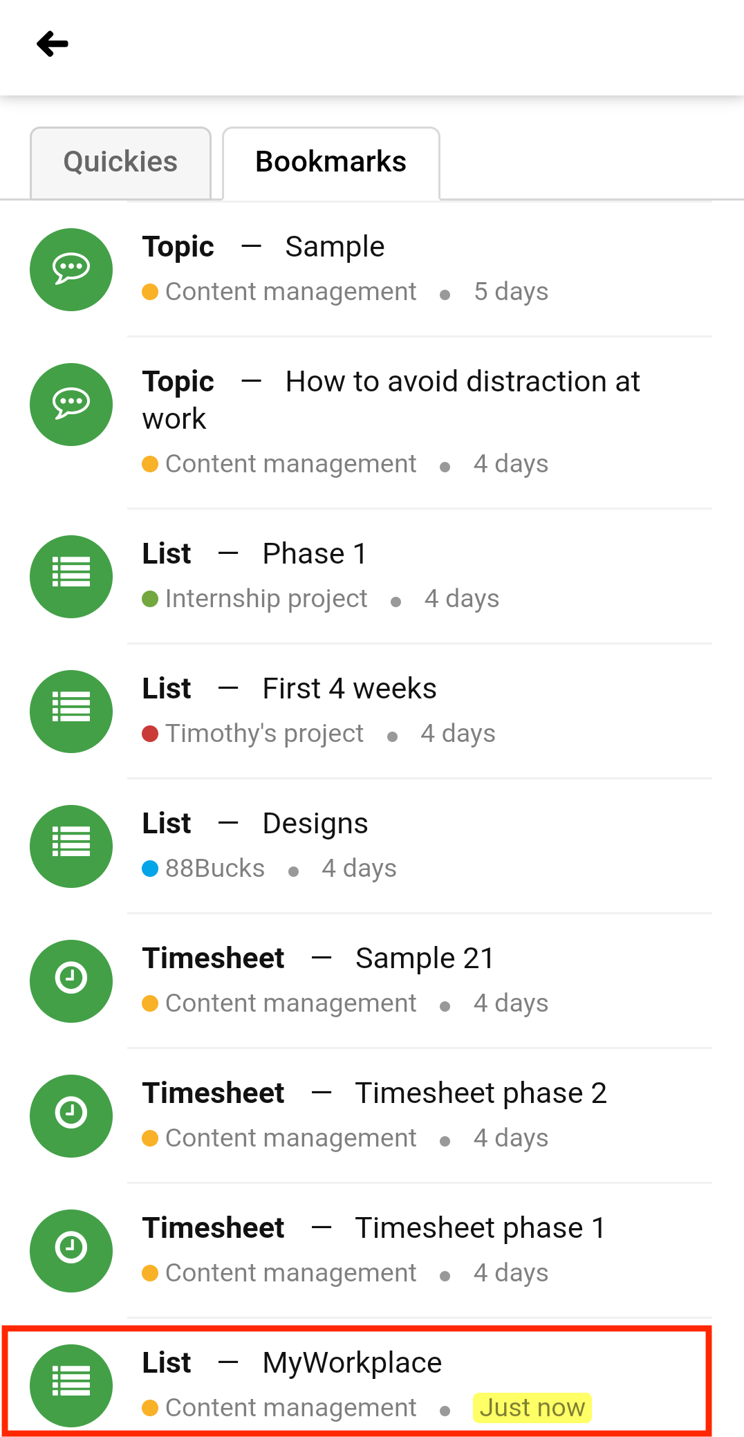 Bookmark Task Lists- ProofHub Mobile App