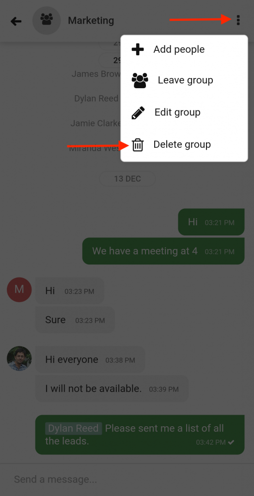 Group chat options