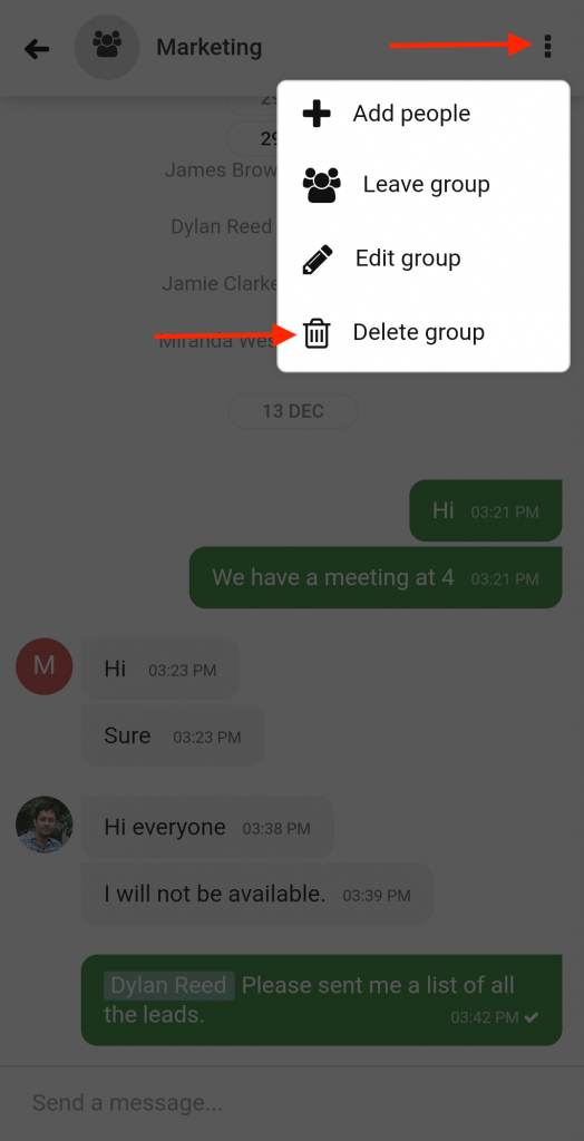 Leave and Delete a Group Chat- ProofHub Mobile Help