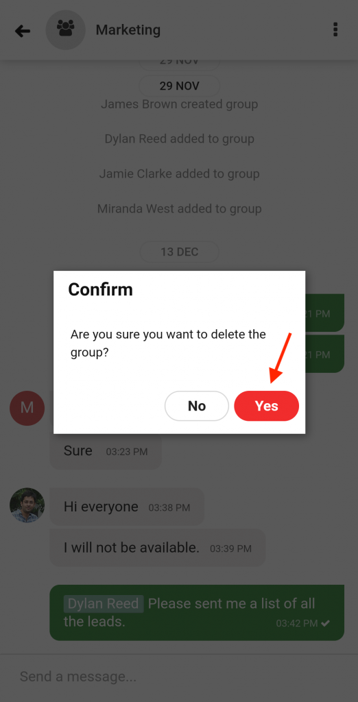 Leave and Delete a Group Chat- ProofHub Mobile Help