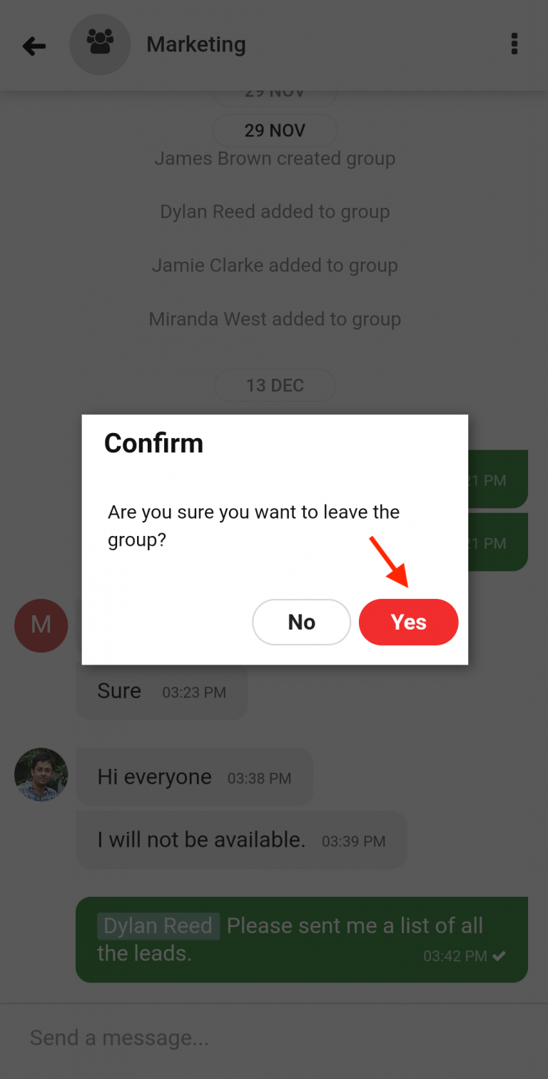 Leave And Delete A Group Chat- ProofHub Mobile Help