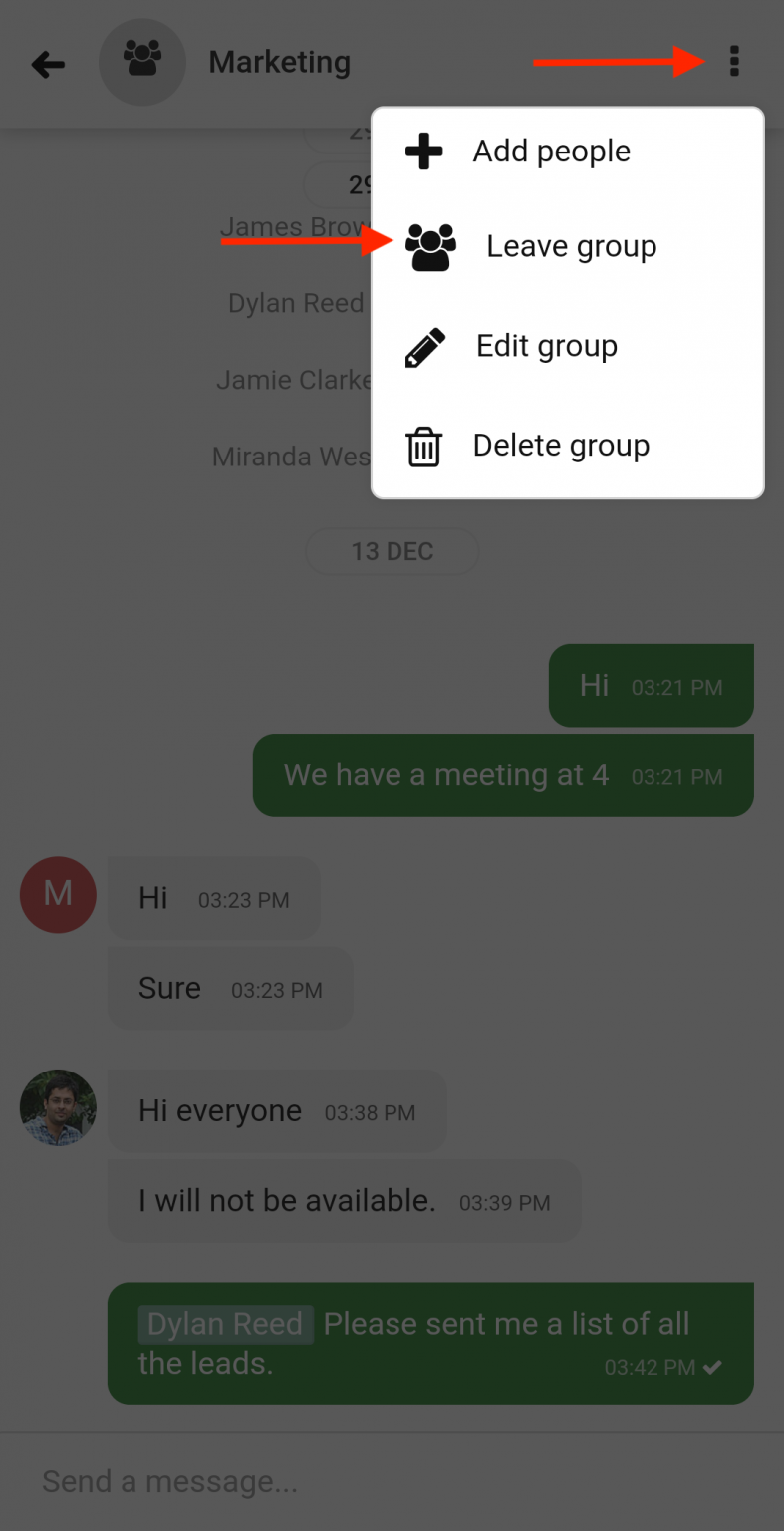 Leave And Delete A Group Chat ProofHub Mobile Help