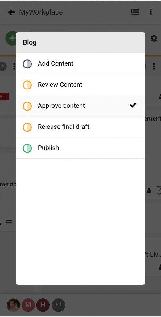 Change Stage of a Task - ProofHub Mobile App