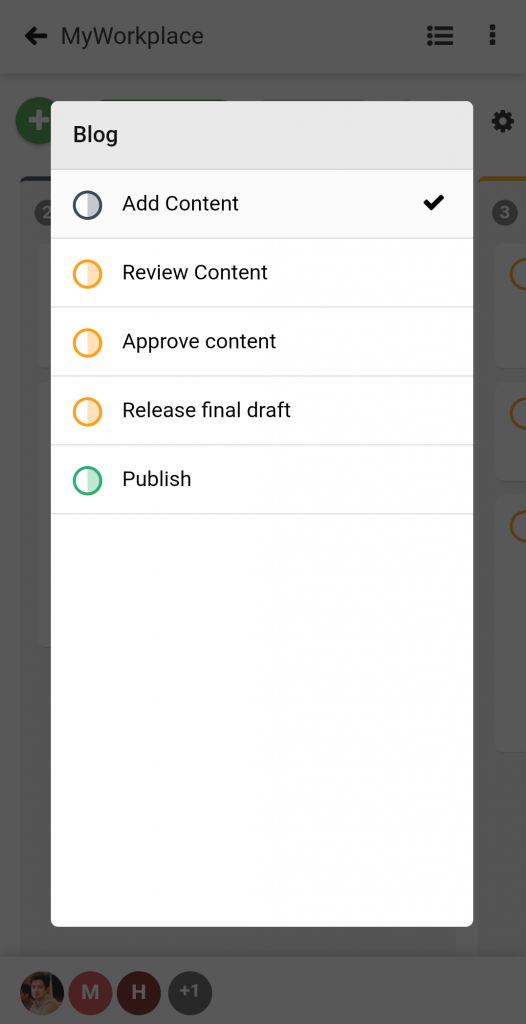 Change Stage of a Task - ProofHub Mobile App