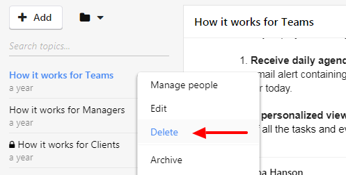 Delete discussion topic