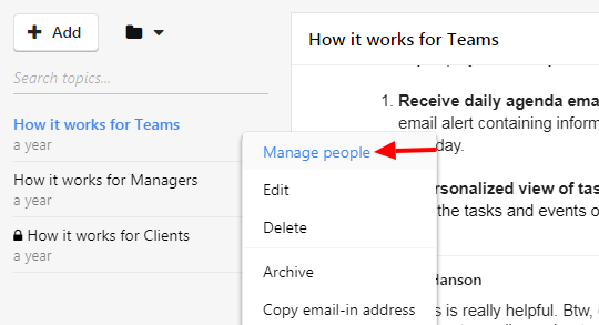 Manage people discussions