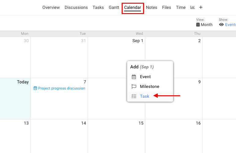 Add tasks In calendar