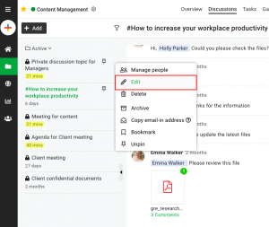 Edit And Delete Discussions - ProofHub Help And Support