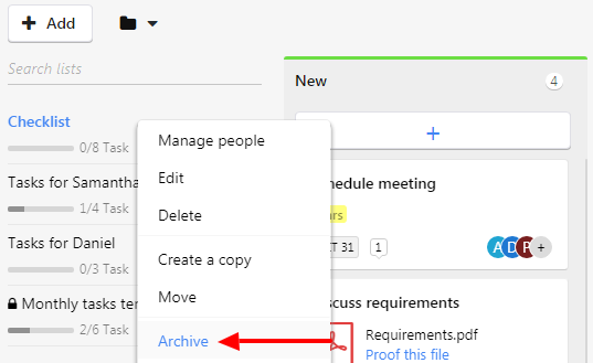archive tasklist