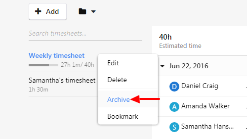 archive timesheet