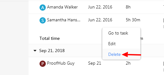 delete time entry