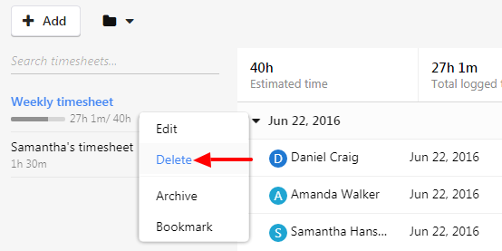 delete timesheet