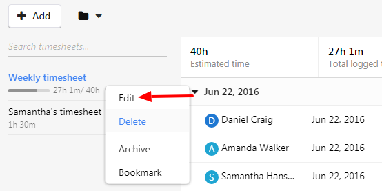 edit timesheet