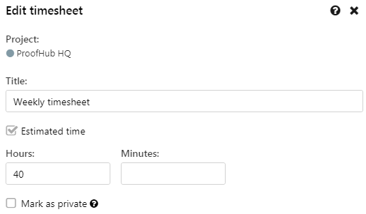 edit timesheet window