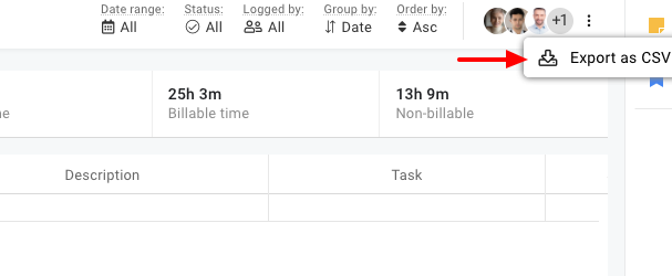 download timesheet in CSV format