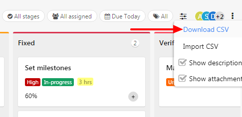 export CSV tasks