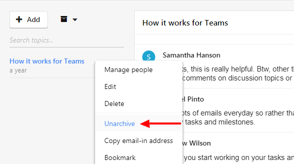 unarchive topic