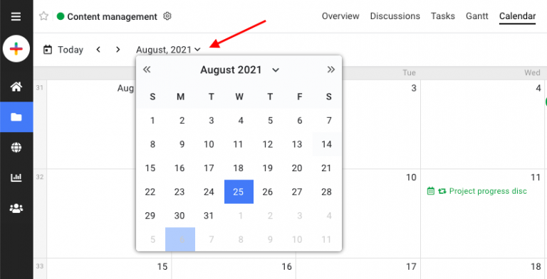 Navigating Calendar - ProofHub Help And Support