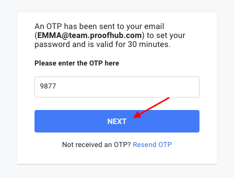 Sent OTP (one-time-password)