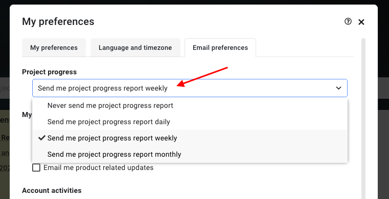 Email preferences