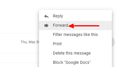 Forward via email in