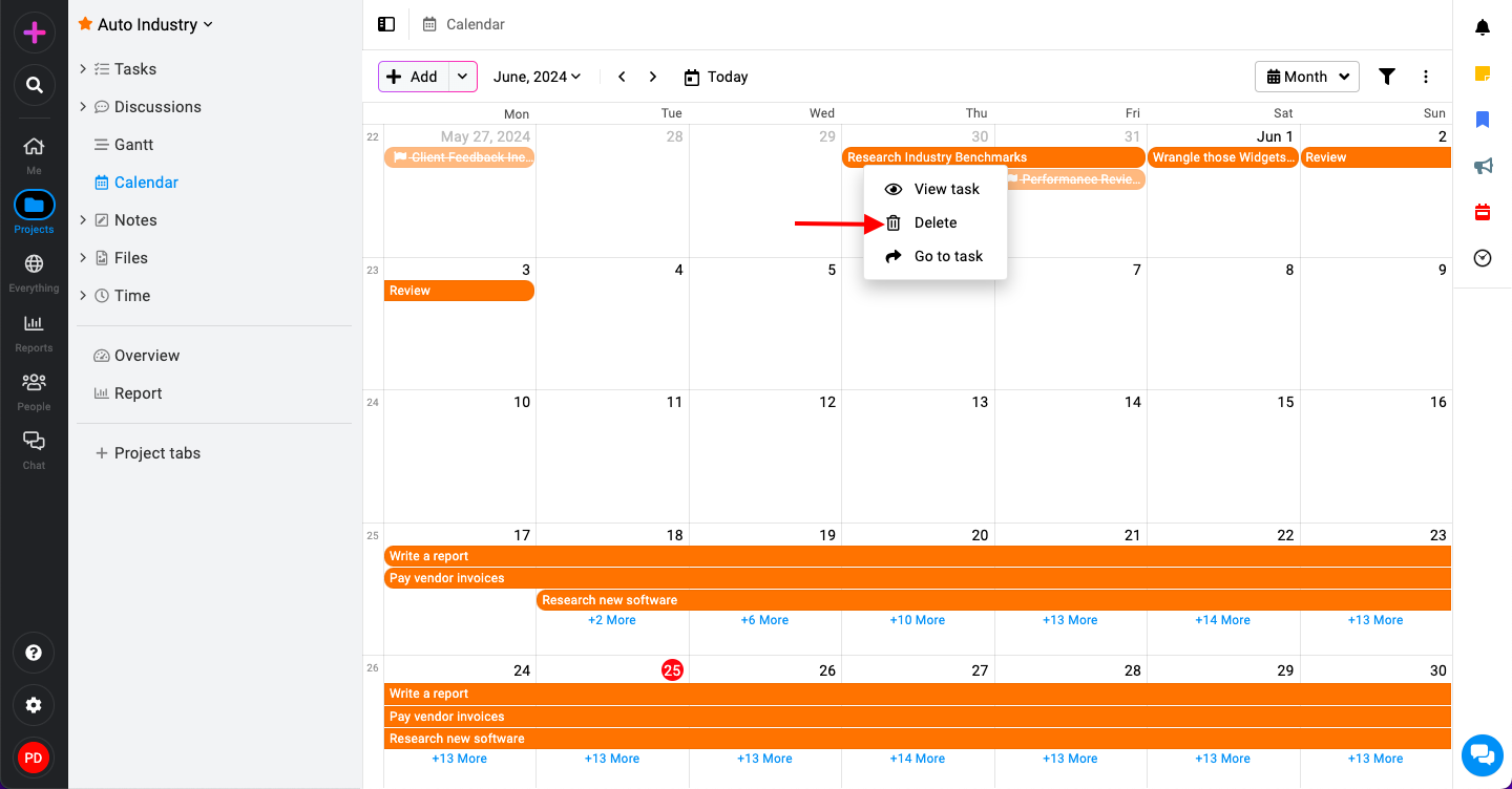 Delete task in ProofHub