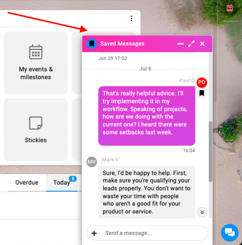 Access saved messages 2 in ProofHub