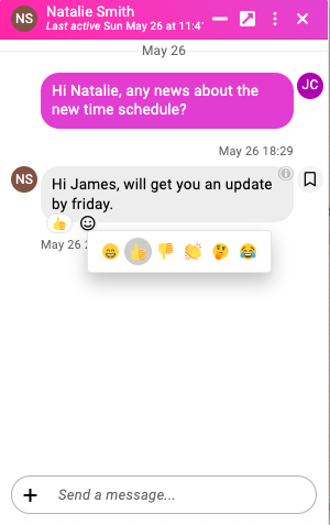 Reaction message 2 in ProofHub