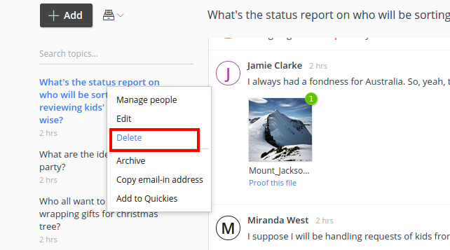 Delete topic