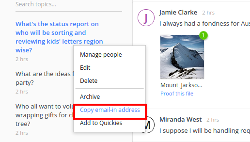 Email in comments