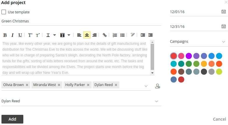 add project window