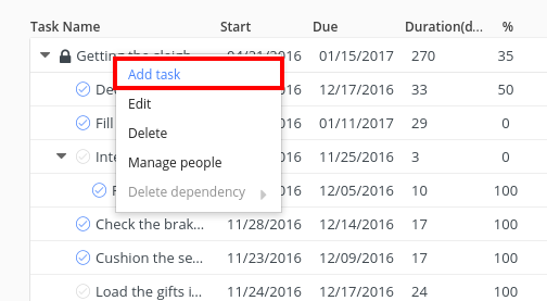 add task gantt