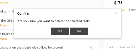 confirm task delete