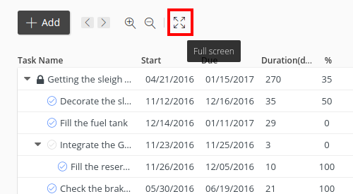 full screen gantt