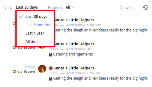 activities filter