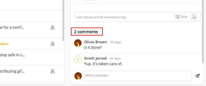 add comments to tasks