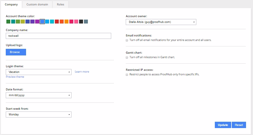 proofhub settings